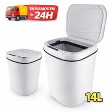 Lixeira com Sensor 14L Automático Inteligente Abre Fácil Cesto Lixo Banheiro Cozinha Escritório