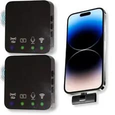 Kit Microfone Lapela Para iPhone Lighting Microfone Sem Fio Profissional Wirelless
