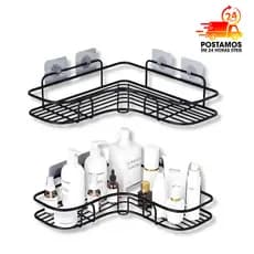 Kit Suporte de Canto Banheiro Adesivo – Porta Shampoo Organizador Sem Furos