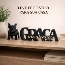 Letreiro Decorativo “Graça Me Alcançou” 20x7cm | Decoração Cristã Minimalista