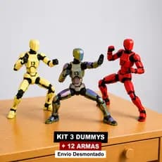 Kit Dummy 13 Boneco Articulado 13cm Multicolor e Dourado Metalizado + 4 Armas sortidas