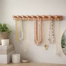 Suporte Porta Joias de Parede – Organizador de Colares com Ganchos Decorativo