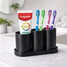 Porta Escova de Dente Organizador de Banheiro 3 Compartimentos | Suporte para Escovas e Pasta