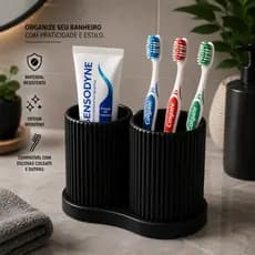 Porta Escova de Dente Organizador para Banheiro com Porta Creme Dental Suporte de Parede