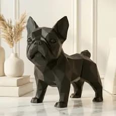 Estátua Decorativa Cachorro Bulldog Francês | Mini Escultura Moderna para Decoração
