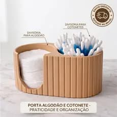 Porta Algodão e Cotonete | Organizador de Banheiro Moderno e Minimalista