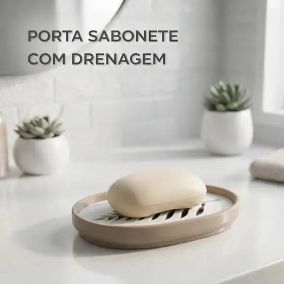 Saboneteira Decorativa Oval com Detalhe Vazado Folha | Porta Sabonete Moderno para Banheiro