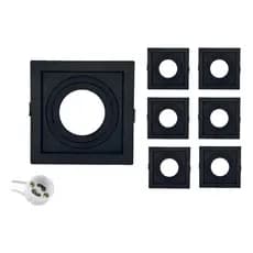 Kit 10 Spot Embutir Dicroica Led Mr16 Recuado com bocal gu10 Preto Luminária Teto
