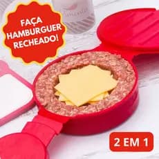 Forma Molde Para Fazer Hambúrguer Artesanal Recheado Caseiro 2 em 1 Rápido e Fácil Plasutil
