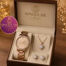 Kit rélogio colar e brincos feminino luxo elegante