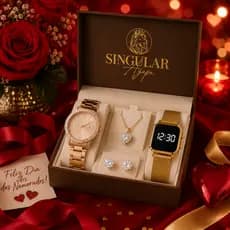 Presente Feminino Kit Luxo Elegante 2 Relógios colar e brinco