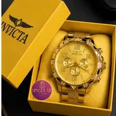 🔥⚡Relógio Masculino Invicta Dourado Luxo Aço Inoxidável Fashion Elegante🔥⚡