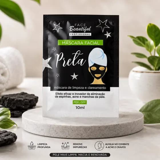 Sache Máscara Preta Peel Off Face Beautiful 10ml Removedora de Cravos Limpeza Profunda