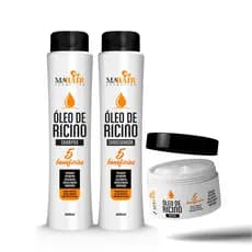 Kit Tratamento Capilar Óleo de Rícino Mahair - 3 itens