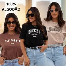 KIT 3 Camiseta T-shirt Moda Blusa Estampada 100% algodão Conforto