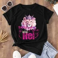 Camiseta Feminina Blusa Estampada Seja Forte e Corajosa