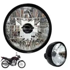 Farol Completo Da Motocicleta Fan 125 2009 2010 2011 2012 2013 Com Aro Preto Metal