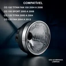 Farol de Moto com Acabamento Cromado - CG 125/150 Titan Fan