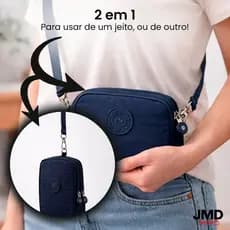 Necessaire Organizadora Têxtil com Alça e Fechamento Duplo em Zíper