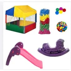 Piscina Infantil 1x1 com Escorregador Baby, Cavalinho e 400 Bolinhas