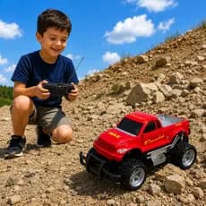 Carrinho de controle remoto caminhonete vermelha off road pick up carro elétrico