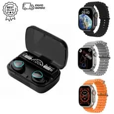 Kit Relógio Smartwatch T800 ULTRA Tela 49mm + Fone de Ouvido sem Fio M10