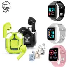 Fone de Ouvido Transparente sem Fio TWS Air 39 + Relógio Smartwatch D20 Y68