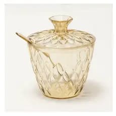 Açucareiro Com Tampa E Colher Cristal ambar/Trasparente  Glamour Luxo Plasutil 14193/14192