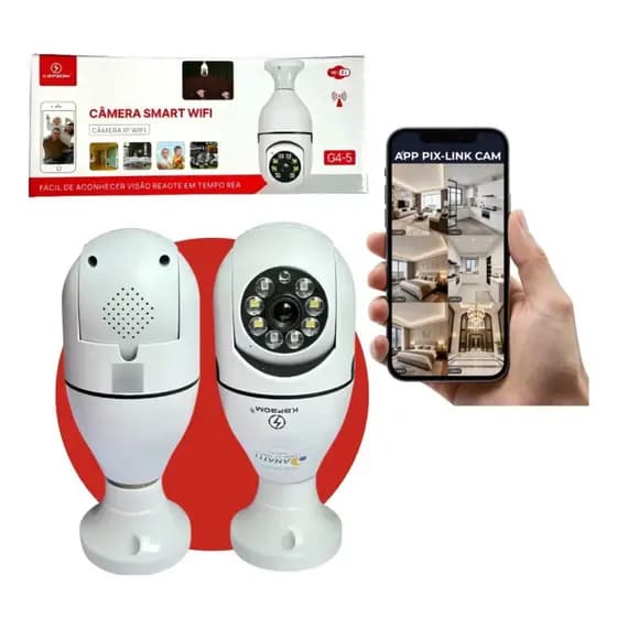 Câmera De Segurança WIFI Lâmpada Sem Fio full HD IP 360°Com Microfone 8177