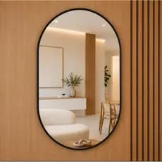 Espelho Oval Orgânico 60x40 Com Moldura Preto BV cristais