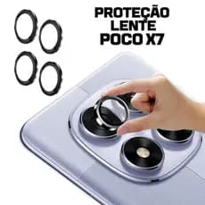 Película Câmera Poco X7 5g Kit 4 Lente Vidro Temperado Anel Liso + Kit Aplicação