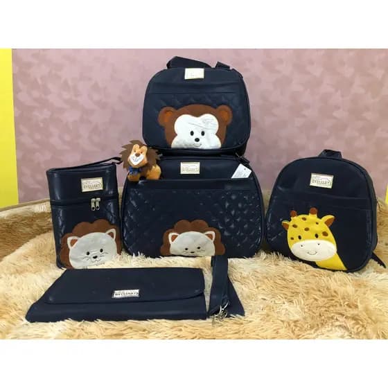 Kit Bolsa/Mala Maternidade Masculino 5 Peças Safari Luxo Gestante