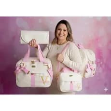 Kit De Bolsa Mala Maternidade Slim  Super Luxo Personalizada 4 Peças