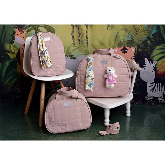 Kit de Bolsa Mala/Maternidade Safari Luxo 3 Peças