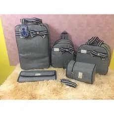 Kit De Bolsa 5 Peças Luxos Em Jeans