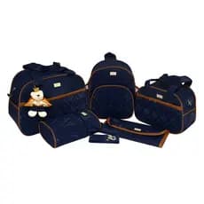Kit de Bolsa/maternidade Com 5 Peças Super Luxo Azul Marinho