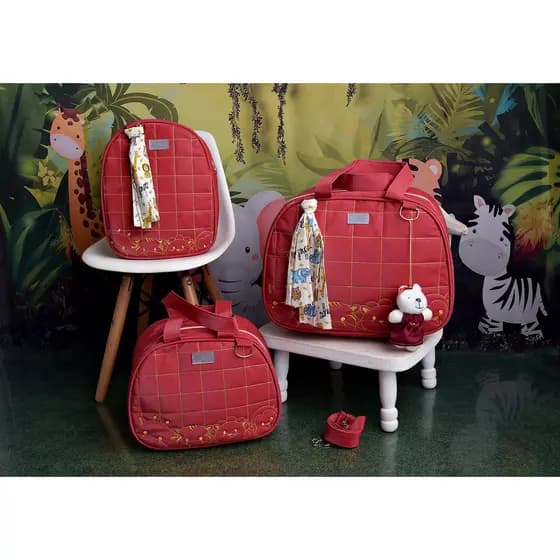 Kit De Bolsa Mala/Maternidade com 3 Peças Safari Luxo