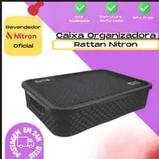 Caixa Organizadora Baixa Rattan Grande Com Tampa Nitron