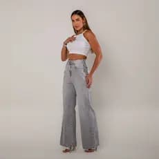 Calça Jeans Feminina Wide Leg Tendência Europa Street Wear