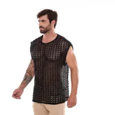 Blusa Regata Masculina Transparente Moda Telinha Tendência