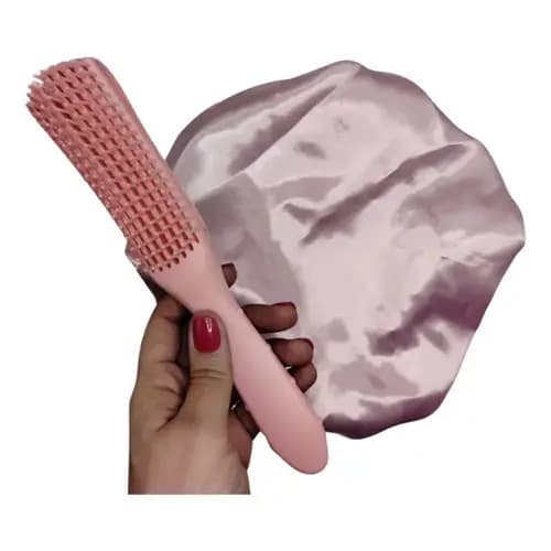 Kit 1 Escova Polvo + 1 Touca De Cetim Cores Sortidas