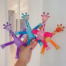brinquedo boneco girafa deformável telescópica com ventosas
