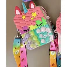 Bolsa Unicórnio para meninas, bolsa de moedas de silicone, brinquedo da moda