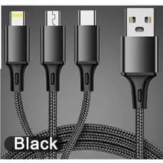 cabo carregador de celular 3 x1 tipo C micro Lithning Iphone Android 1,2 metros