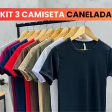 Kit 3 Camiseta Masculina Modelo Americano Canelada Básica Americana