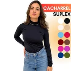 Blusa Feminina Cacharrel Manga Longa Gola Alta Segunda Pele Suplex Modeladora Inverno