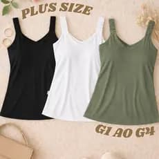 KIT 3 Blusa Regata Feminina Plus Size Canelada Forro Duplo Alça Elástica