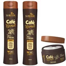 Kit Capilar Shampoo Condicionador e Máscara Capilar Café Brasil Mahair Nutrição Oferta Relâmpago!