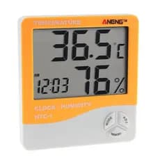 Medidor De Umidade Ar E Temperatura Relógio Digital Htc-1