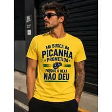 Camiseta Masculina Estampada Frase Engraçada Picanha Prometida lançamento